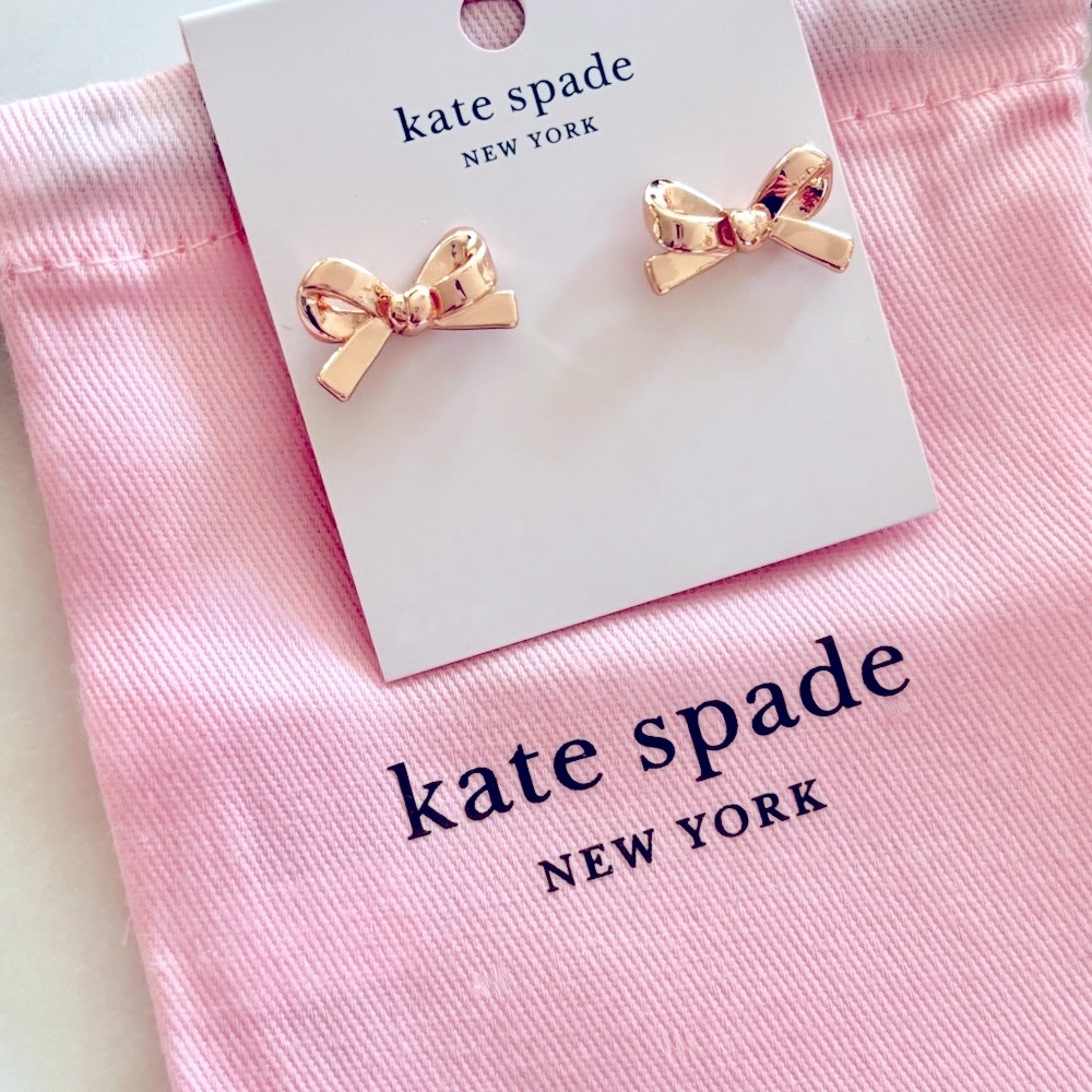 Kate Spade Rose Gold Bow Earrings + Dust Bag - New with Tags ( NWT)